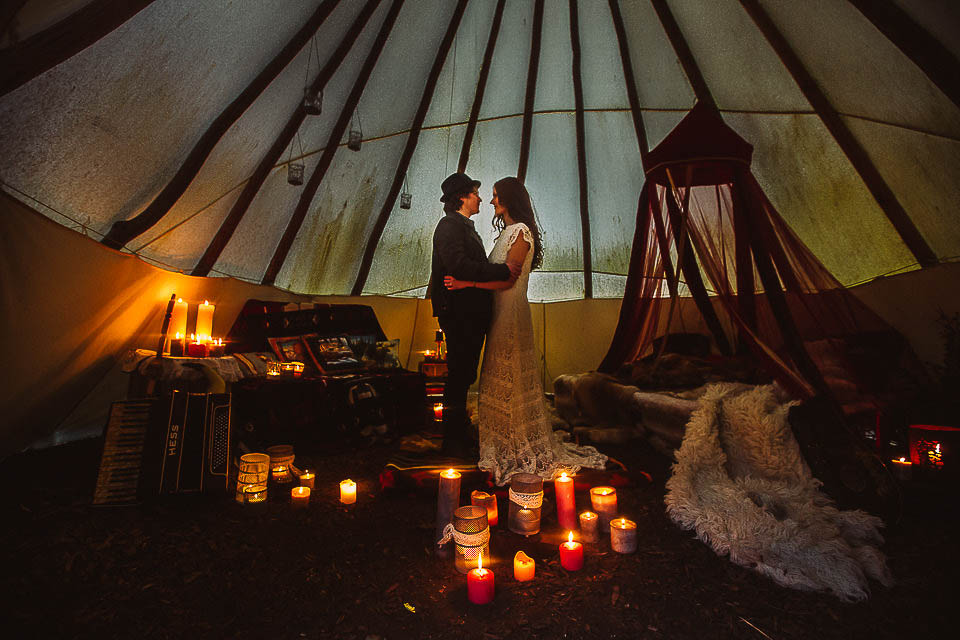 boho hochzeit kerzenschein